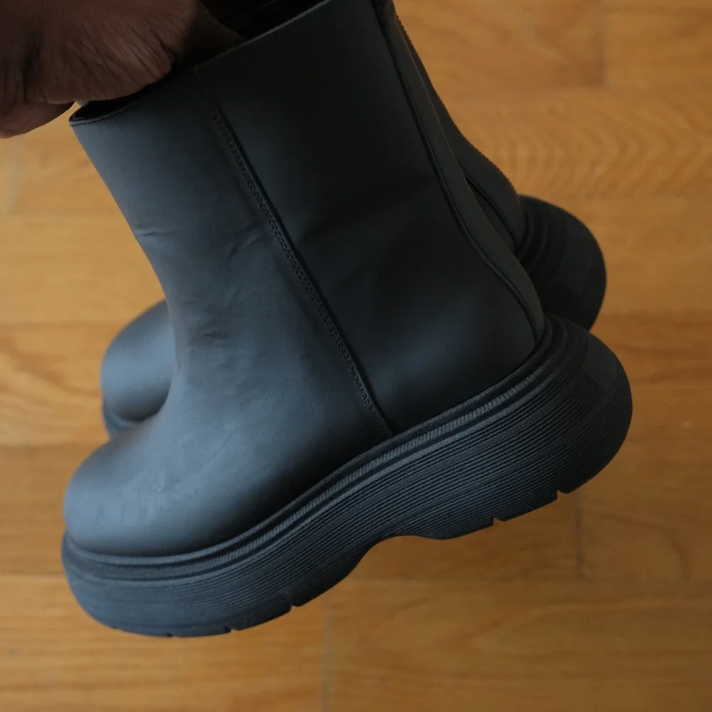 Gia Borghini Marte Ankle Boots Womens Black Lug Sole Chunky‎ Gorpcore Platform